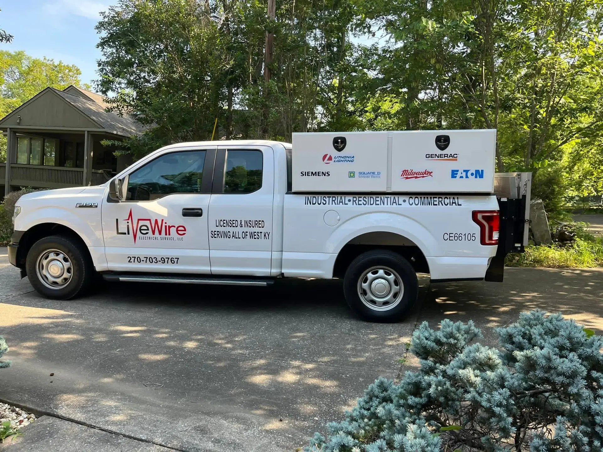 LiveWire Electrical Service work truck in Benton, KY
